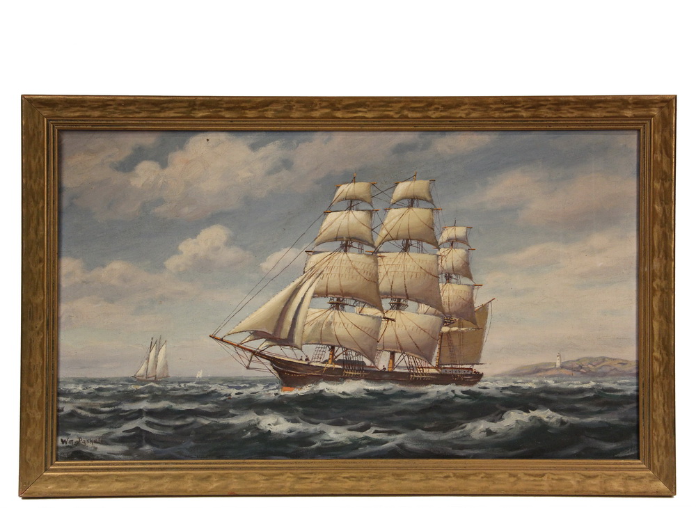 Appraisal: WILLIAM PASKELL MA - - Sailing Bark Passing a Maine