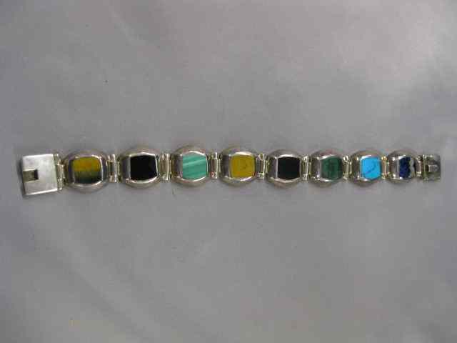 Appraisal: Gemstone Sterling Bracelet various gems '' long