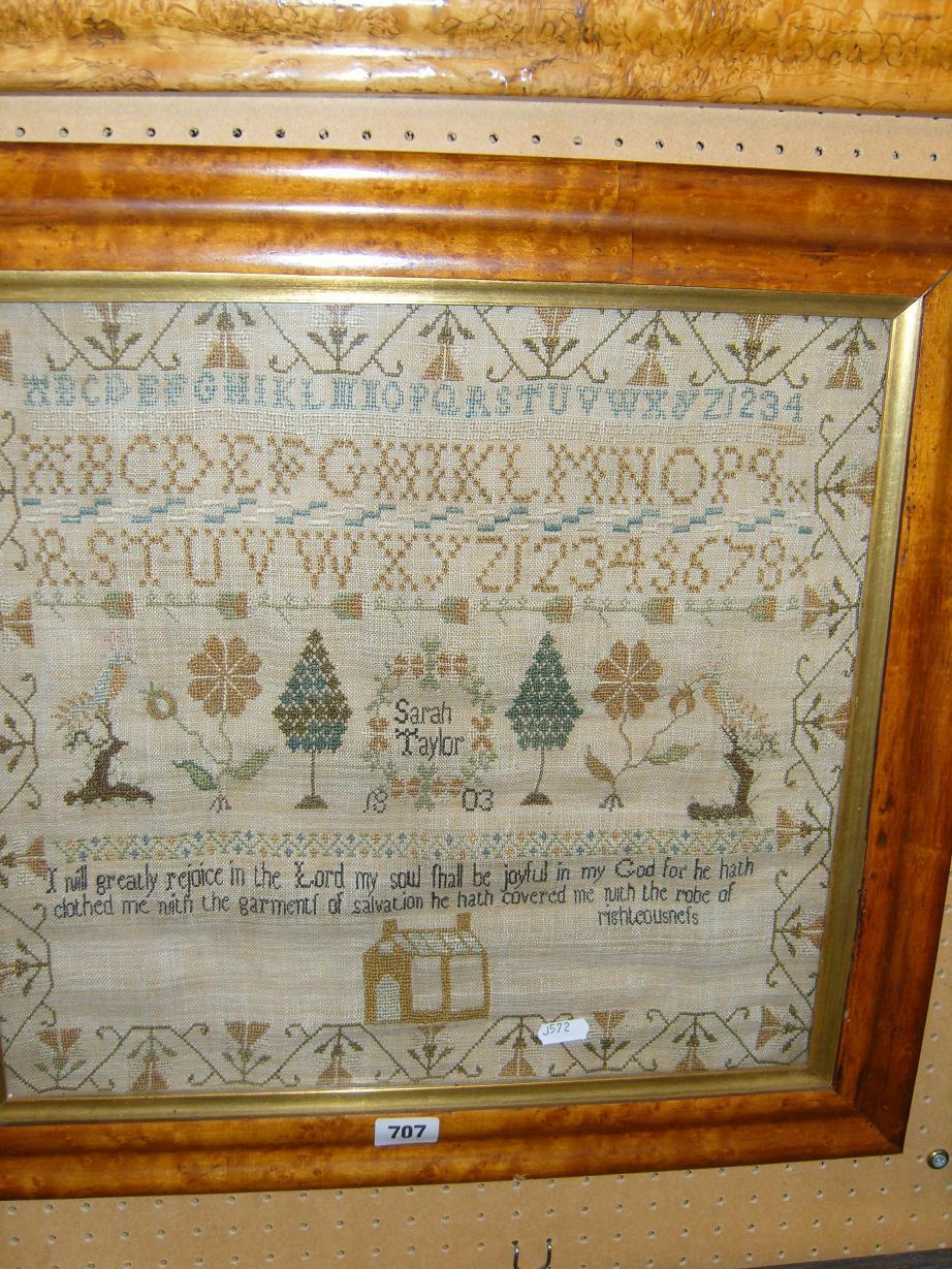 Appraisal: An early th century needlework sampler by Sarah Taylor dated