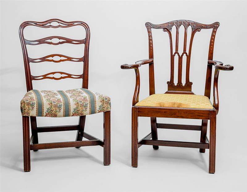 Appraisal: George III Mahogany Armchair and a George III Mahogany Ladder-Back