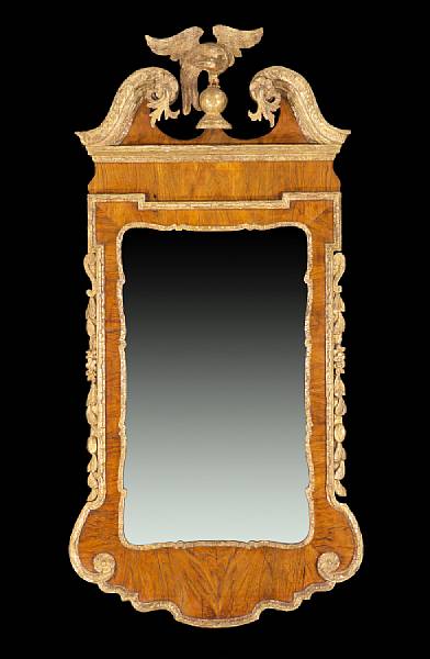 Appraisal: A George II parcel gilt walnut mirror second quarter th