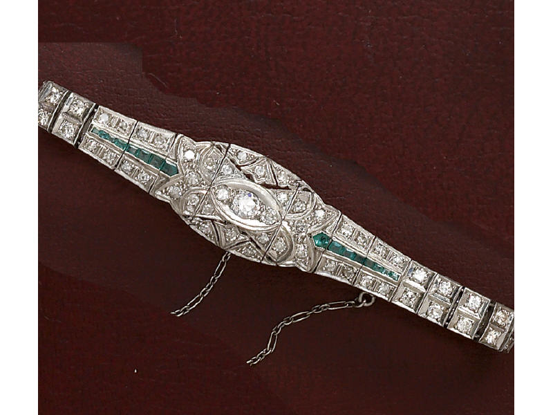 Appraisal: DIAMOND BRACELET Platinum Art Deco bracelet with ninety-three European full