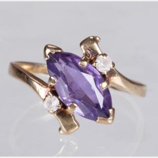 Appraisal: A kt Yellow Gold Amethyst and Diamond Melee Ring A