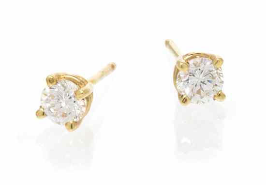 Appraisal: A Pair of Karat Yellow Gold and Diamond Stud Earrings