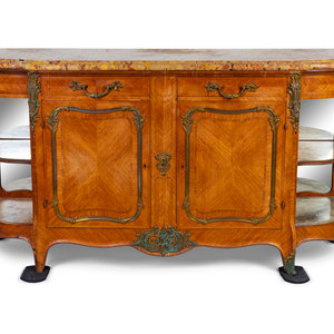 Appraisal: A Louis XV Style Gilt Metal Mounted Marble Top Parquetry