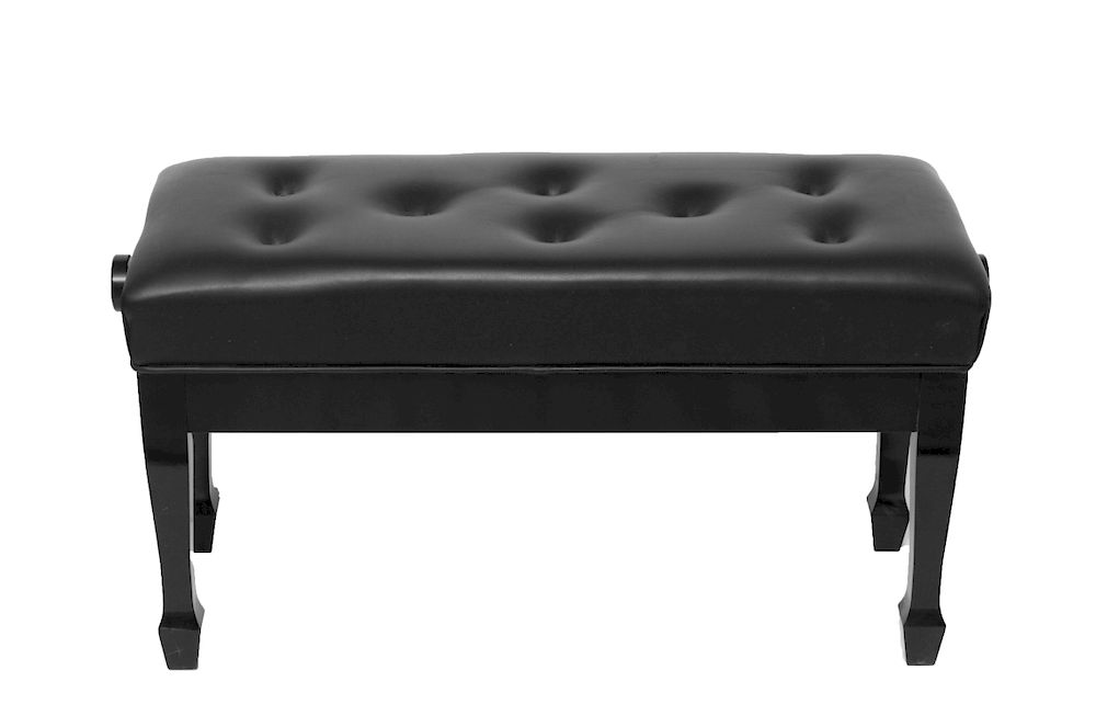 Appraisal: Adjustable Piano Bench w Tufted Black Seat Adjustable piano bench