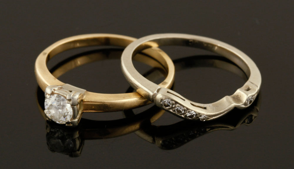 Appraisal: - K Gold and Diamond Rings Lot of two K