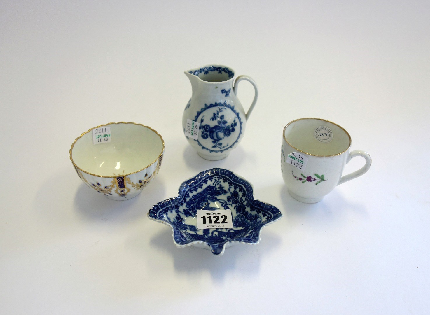 Appraisal: Four pieces of Caughley porcelain late th century comprising a