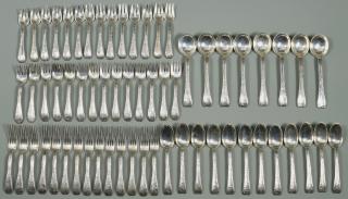 Appraisal: Tiffany Lap Over Edge Silver Flatware pcs Tiffany Co handmade