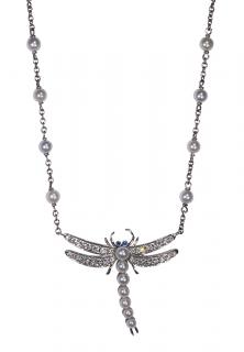 Appraisal: Tiffany Co Enchant diamond cultured pearl sapphire and platinum dragonfly