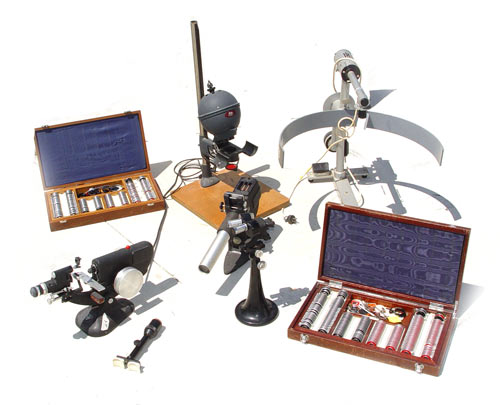 Appraisal: VINTAGE OPTOMETRIST EYE EQUIPMENT Includes cases of testing glasses and