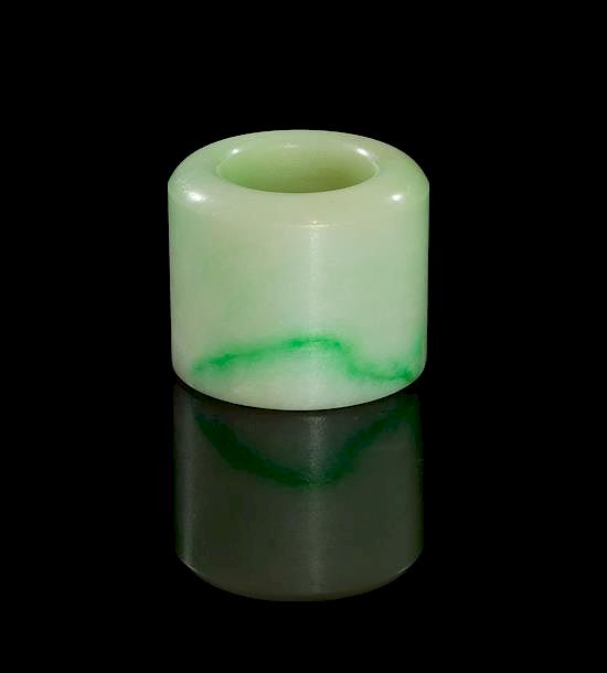 Appraisal: A Jadeite Archer's Ring Diameter inches A Jadeite Archer's Ring