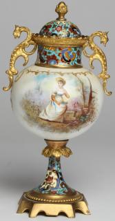 Appraisal: Sevres Signed Luigi with gilt ormolu mounts and champleve base