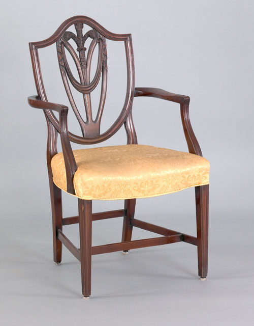 Appraisal: Hepplewhite mahogany shieldback armchair ca