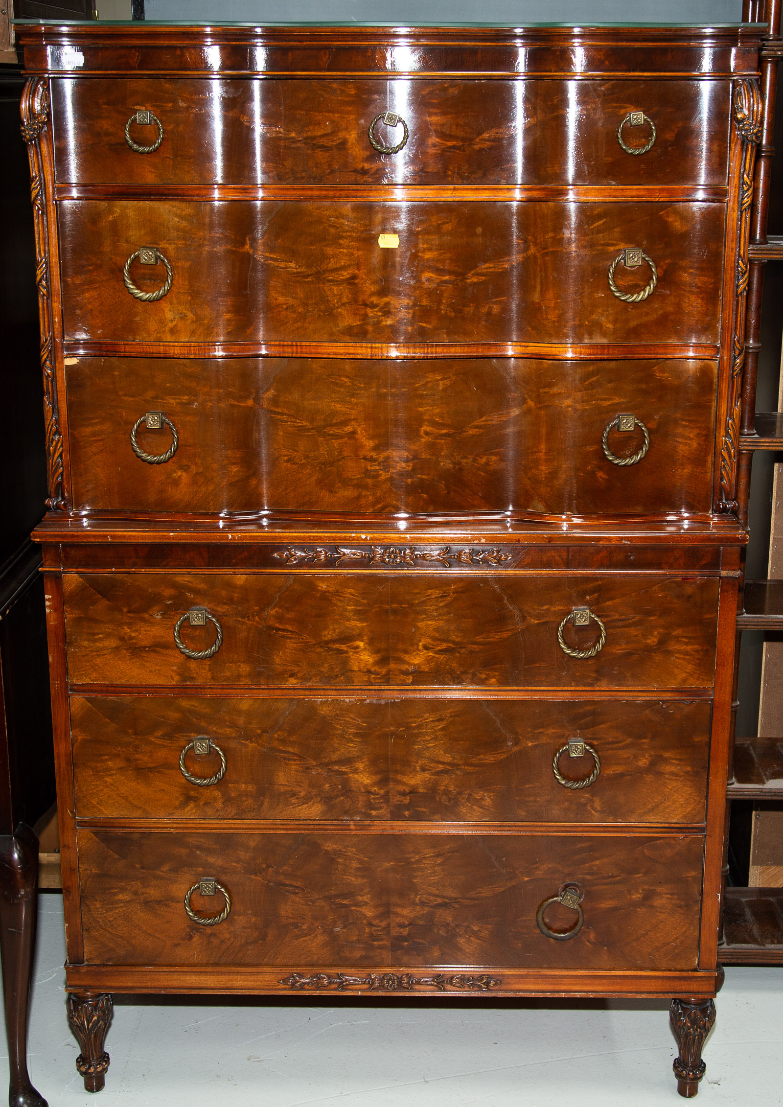 Appraisal: CHIPPENDALE REVIVAL MAHOGANY VENEERED TALL CHEST st half th century