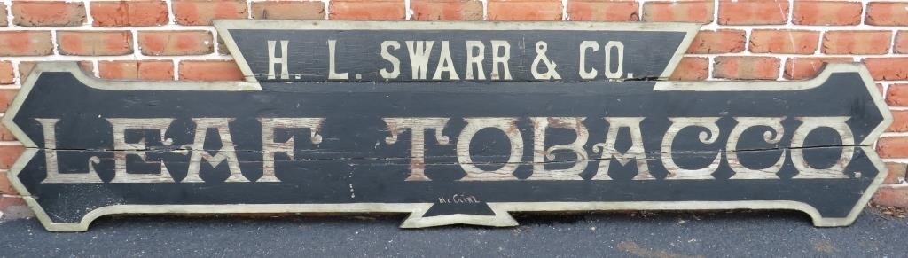 Appraisal: LARGE WOODEN TRADE ADVERTISING SIGN FOR H L SWARRca mid-late