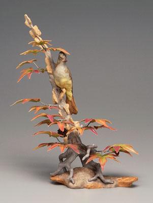 Appraisal: Boehm crested flycatcher perched in sweet gum tree base with