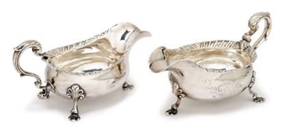 Appraisal: Pair of George II sterling silver sauce boats william peaston