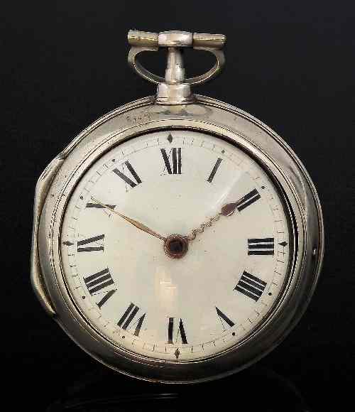 Appraisal: A George III gentlemans silver pair cased verge pocket watch