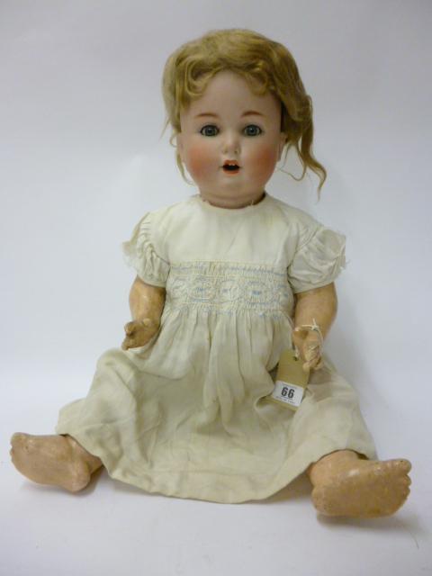 Appraisal: A Schutzmeister Quendt bisque head character doll sleeping blue glass