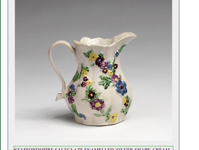 Appraisal: STAFFORDSHIRE SALTGLAZE ENAMELLED 'SILVER-SHAPE' CREAM JUG - Of lobed baluster