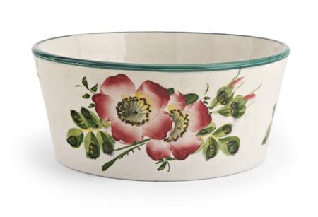 Appraisal: WEMYSS MEDIUM DOG BOWL CIRCA decorated with dog roses impressed