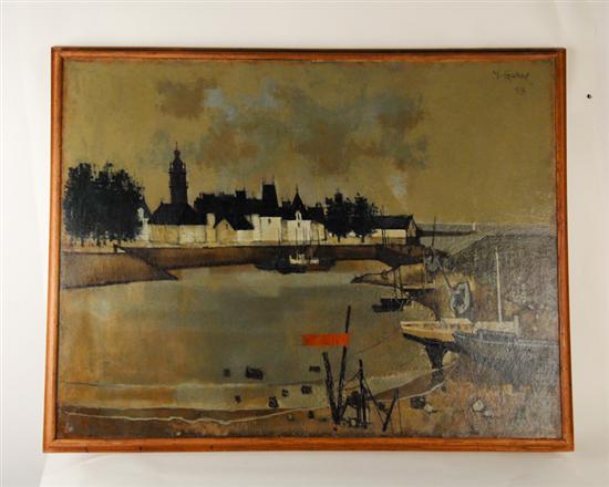 Appraisal: Yves Ganne Les Croisic St Anne Oil on Canvas depicting