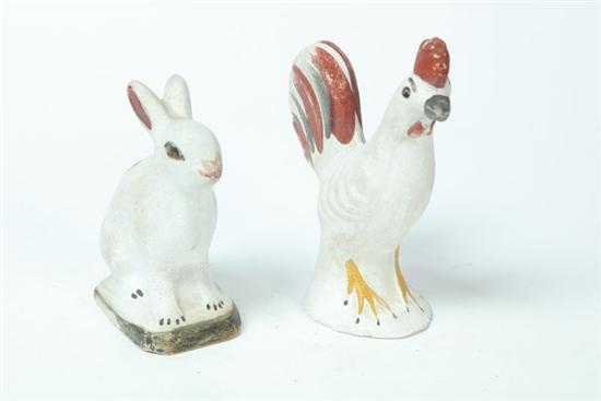 Appraisal: CHALKWARE RABBIT AND ROOSTER American th century Both hand painted