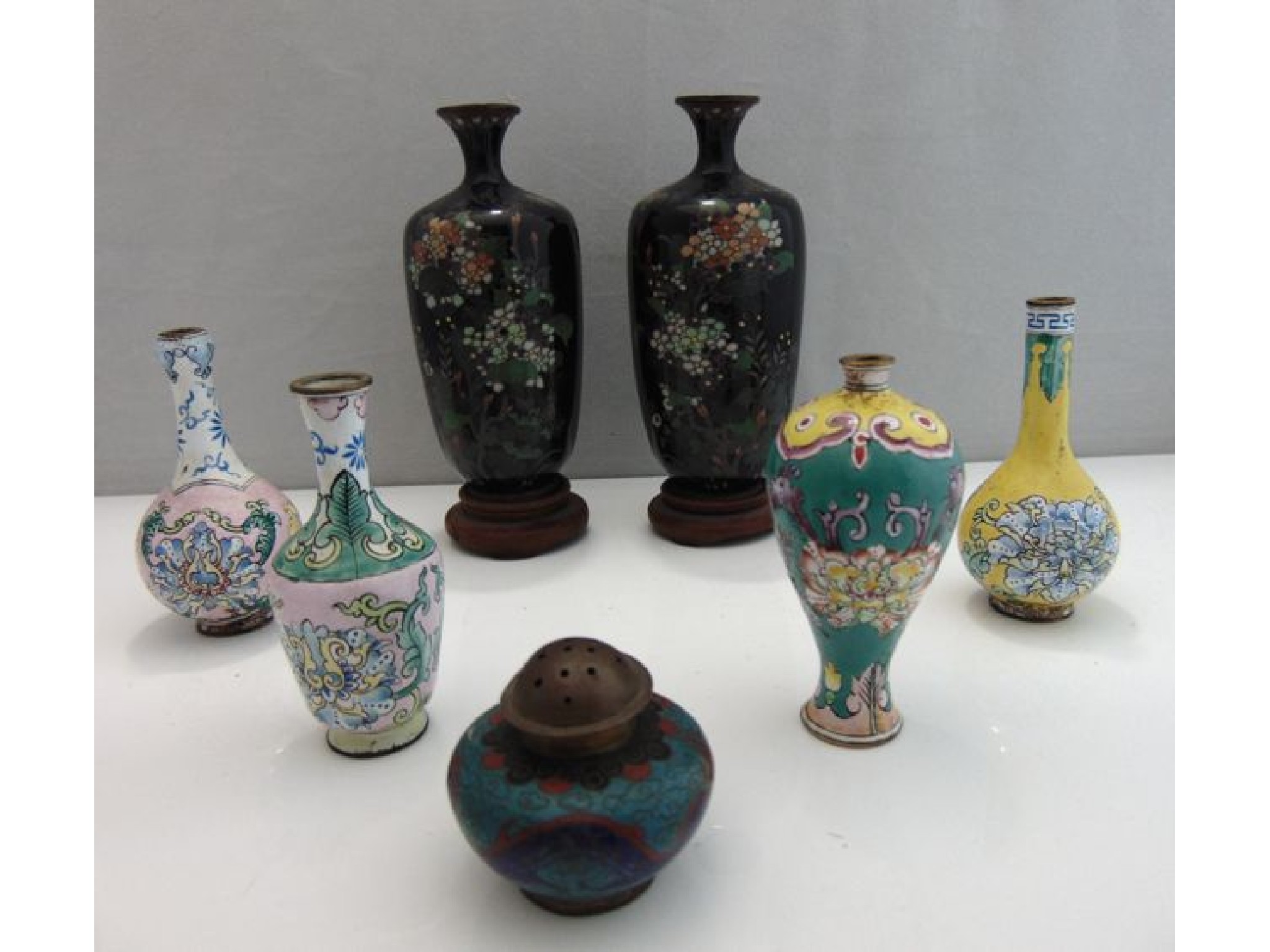 Appraisal: A collection of miniature cloisonne and enamel vases