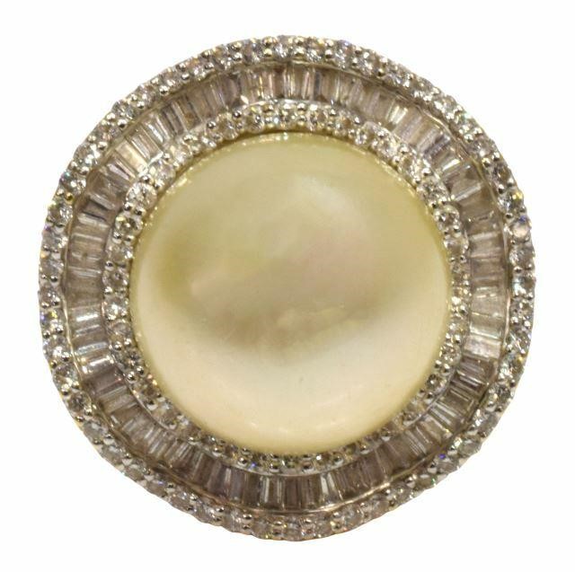 Appraisal: Estate kt yellow gold ring mm round South Sea pearl