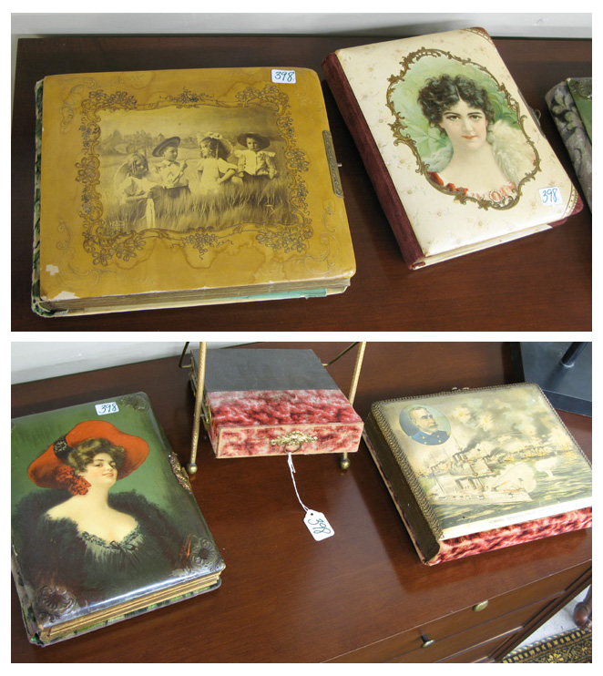 Appraisal: AMERICAN VICTORIAN PHOTO ALBUMS DISPLAY STAND pieces The four photo