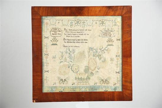 Appraisal: PENNSYLVANIA SAMPLER Maria Miller Leacock Lancaster County silk on linen