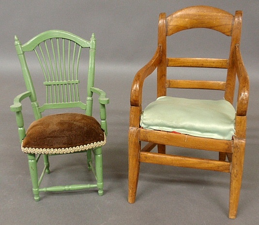 Appraisal: - Biedermeier doll s chair and a German paint decorated