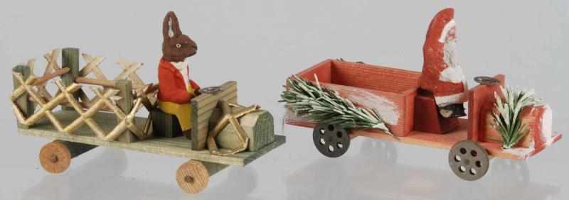 Appraisal: Lot of Wooden Holiday Transportation Vehicles Description Includes one Santa