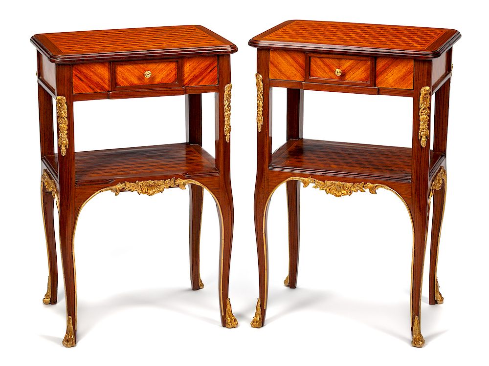 Appraisal: A Pair of Louis XV Style Gilt Bronze Mounted Occasional