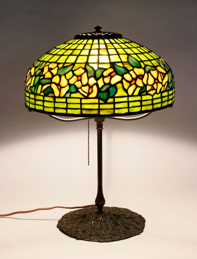 Appraisal: Tiffany Studios Banded Dogwood Table Lamp circa Tiffany Studios Banded