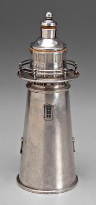 Appraisal: Lighthouse cocktail shaker silver plated Boston lighthouse marks for Meriden