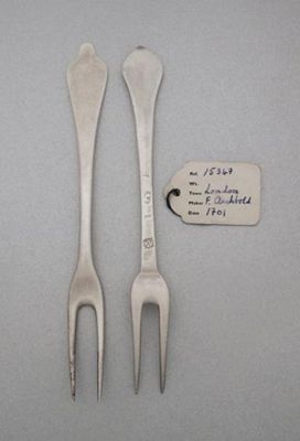 Appraisal: A William III two-prong table fork with a wavy-end maker