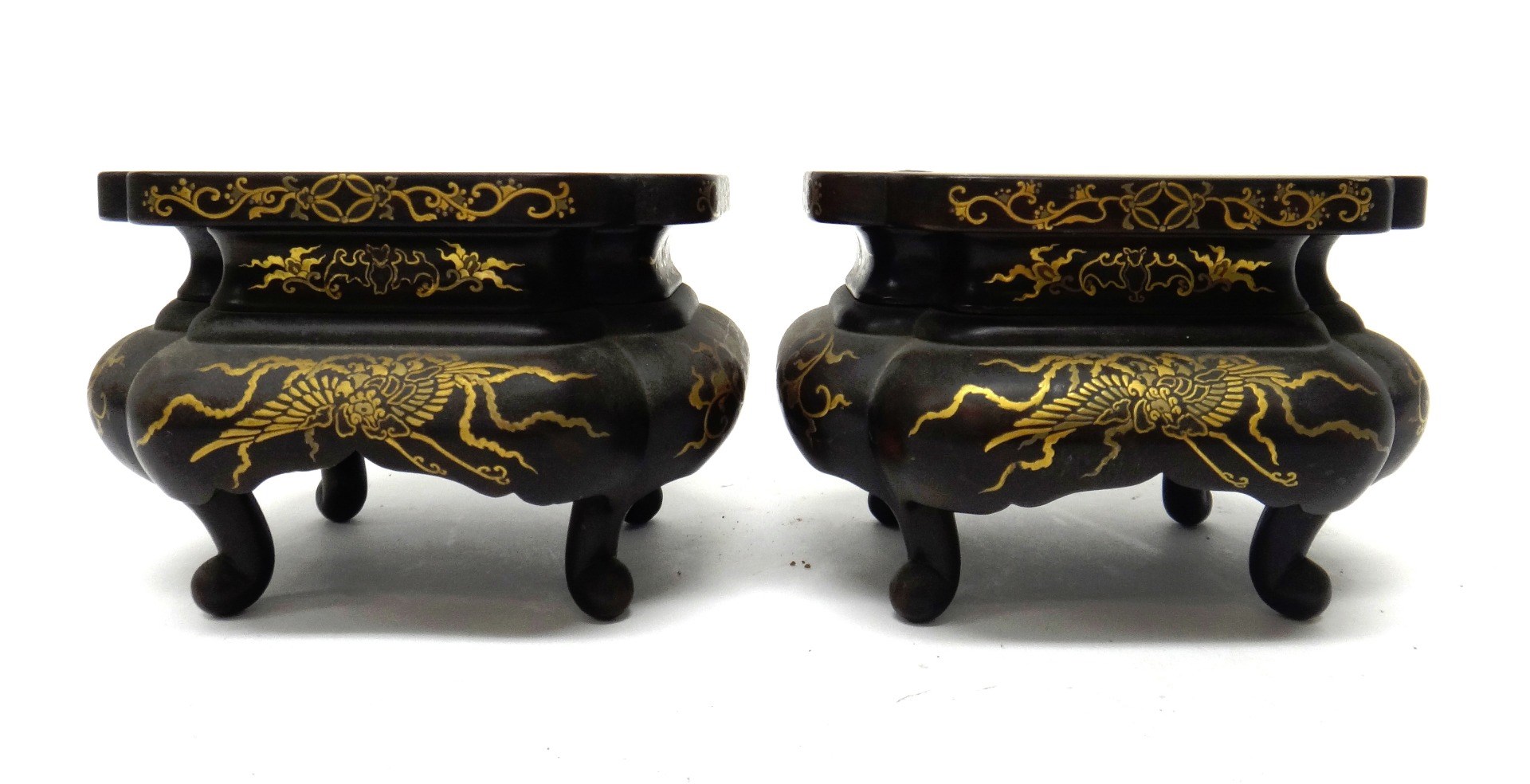 Appraisal: A pair of Japanese wood stands Meiji period each of