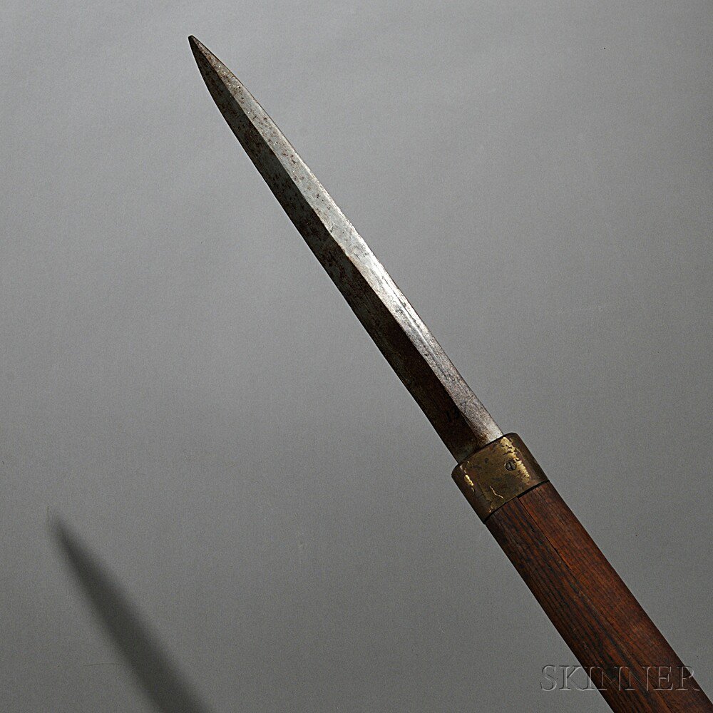 Appraisal: Confederate Retractable Blade Pike c - two-piece wooden haft with