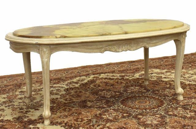 Appraisal: French Louis XV style painted coffee table th c oval