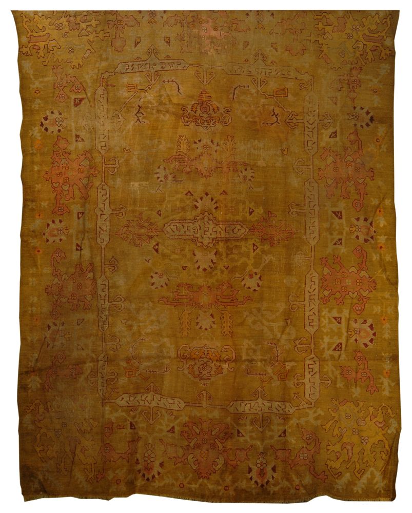 Appraisal: ORIENTAL RUG OUSHAK ' x ' Small central tan cartouche