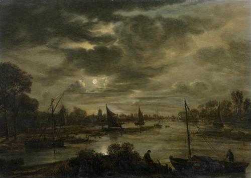 Appraisal: NEER AERT VAN DER Amsterdam River landscape in the moonlight