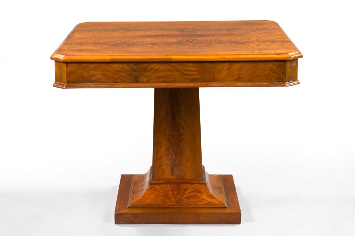 Appraisal: American Late Classical Figured Walnut Center Table mid- th century