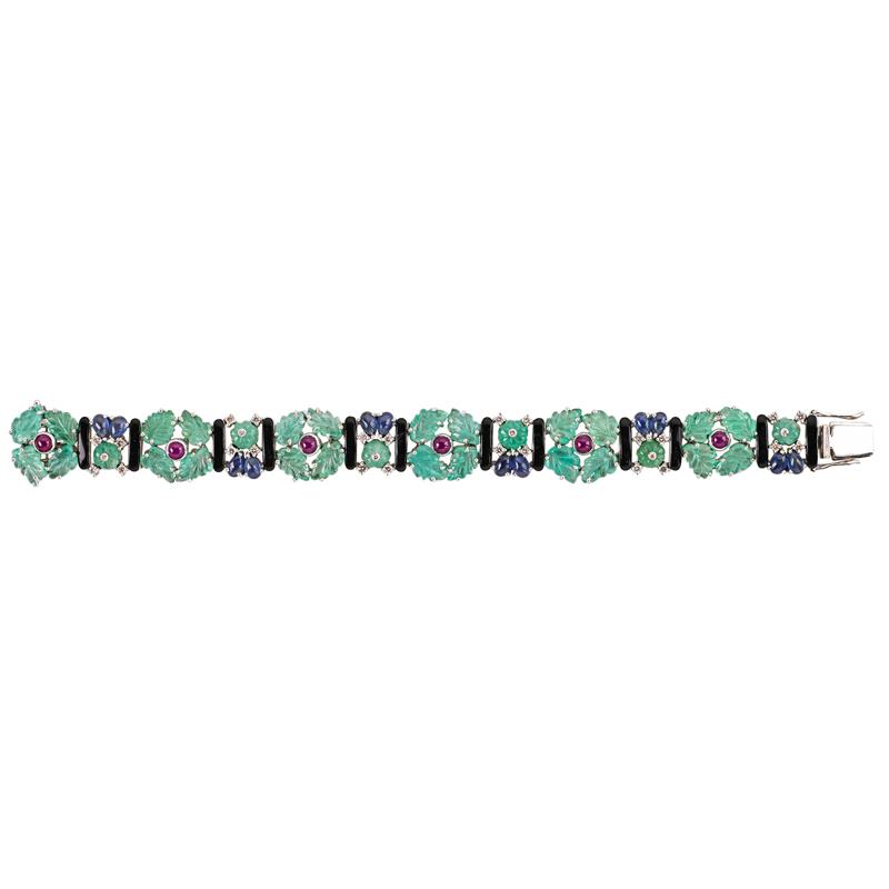 Appraisal: GEMSTONE FRUIT SALAD K WHITE GOLD BRACELET Condition Report