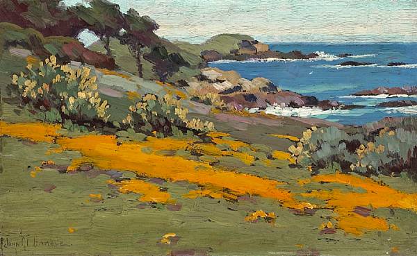 Appraisal: John Marshall Gamble - Poppies and Yellow Lupine Point Lobos