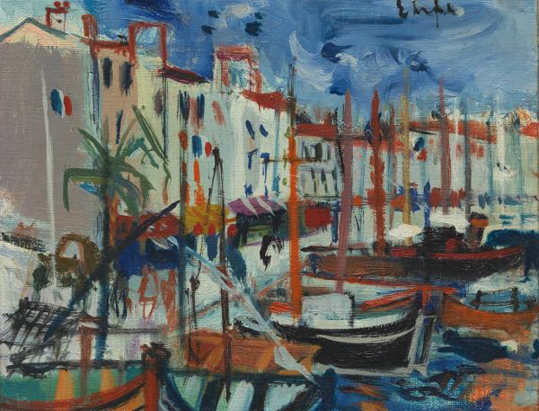 Appraisal: MAURICE EMPI FRENCH B x Harbor scene Oil on canvas