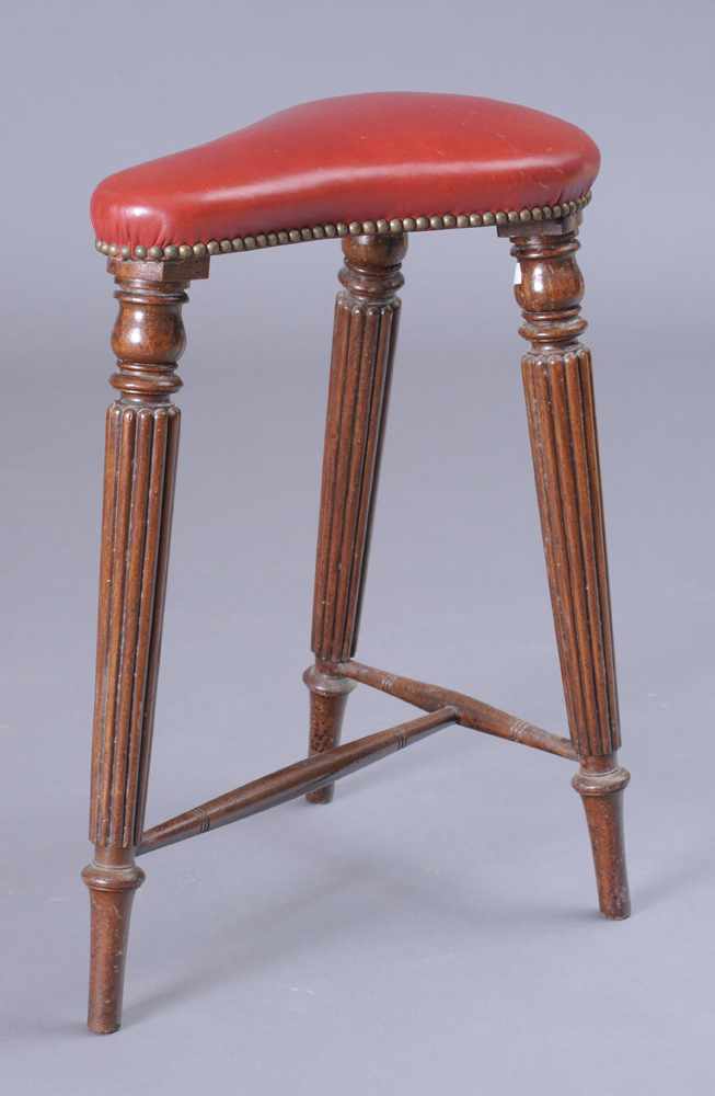 Appraisal: REGENCY CARVED MAHOGANY COCK-FIGHTING STOOL The brass nail headed rose