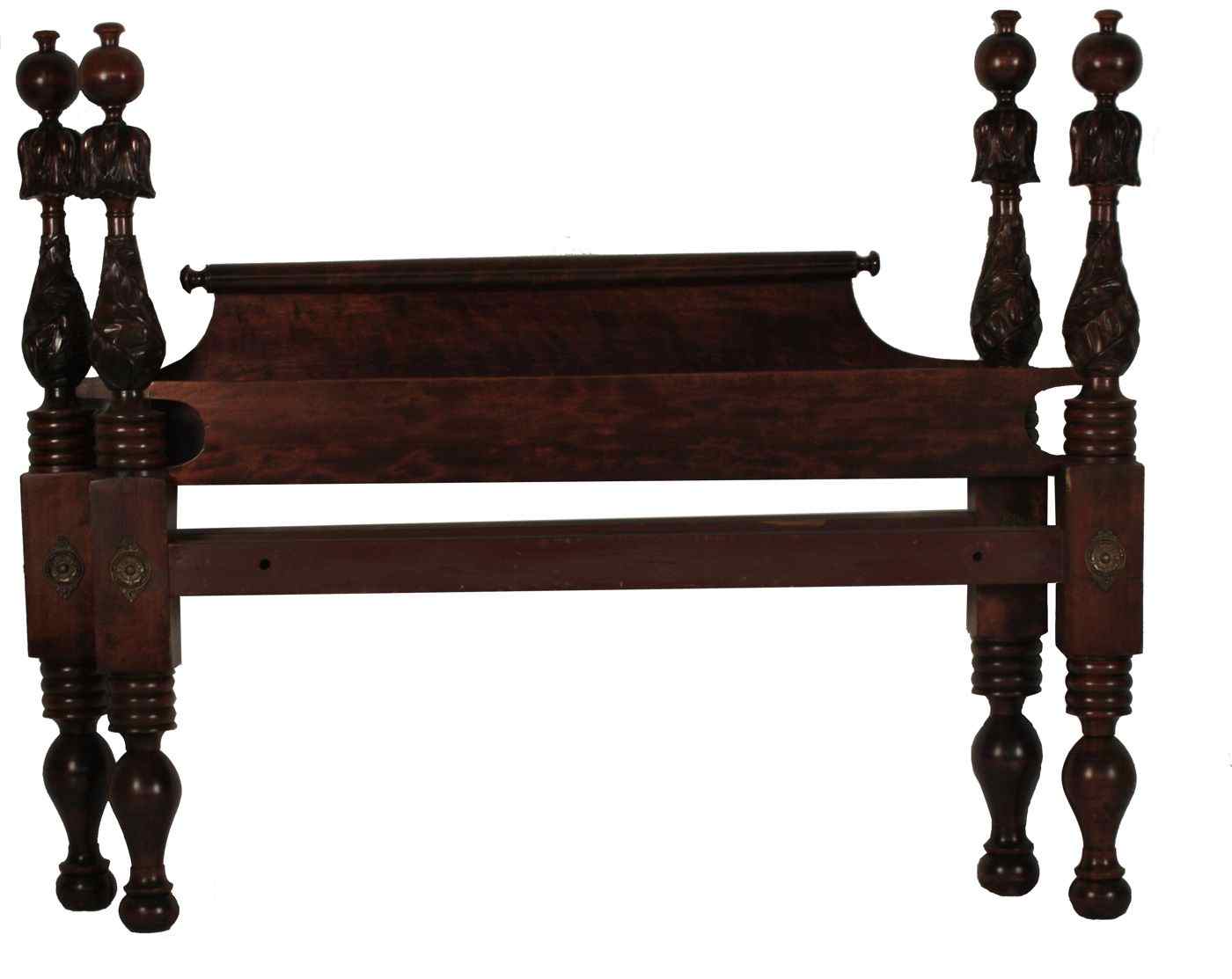 Appraisal: LATE FEDERAL CARVED BEDAmerican th CenturyIn mahogany Low posts Width