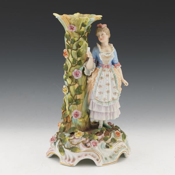 Appraisal: DRESDEN PORCELAIN FIGURAL CANDLEHOLDER CA TH CENTURY x Candleholder in